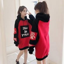 Load image into Gallery viewer, Autumn Winter Clothes Casual Fleece Loose Long Sleeve Patchwork Long Pullover Dropship Hooded Hoodies Women Sweatshirt Thick