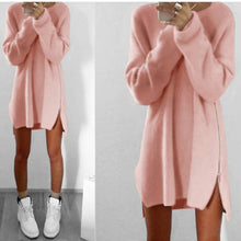 Load image into Gallery viewer, Fashion Women Long Sleeve Autumn Knitted Zippers Side Jumper Sweater Dress Loose Tunic Baggy Dresses New