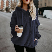 Load image into Gallery viewer, Autumn Women Casual Pullovers New Faux Fur Fluffy Hoodies Teddy Coat Drawstring Sweatshirt Sudadera Top Clothes Plus Size 5XL