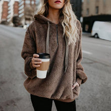 Load image into Gallery viewer, Autumn Women Casual Pullovers New Faux Fur Fluffy Hoodies Teddy Coat Drawstring Sweatshirt Sudadera Top Clothes Plus Size 5XL