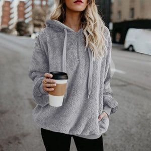 Autumn Women Casual Pullovers New Faux Fur Fluffy Hoodies Teddy Coat Drawstring Sweatshirt Sudadera Top Clothes Plus Size 5XL