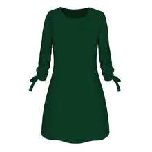 Load image into Gallery viewer, Ladies One-pieces Dress Solid Color Rounded Neck Long Sleeves Casual Dress for Spring Autumn IK88