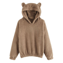 Load image into Gallery viewer, CALOFE Lovely Hoodies Bear Ears Women Solid Fleece Hoodie Autumn Winter Plush Warm Pullovers Campus Preppy Casual Sweatshirts