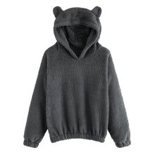 Load image into Gallery viewer, CALOFE Lovely Hoodies Bear Ears Women Solid Fleece Hoodie Autumn Winter Plush Warm Pullovers Campus Preppy Casual Sweatshirts