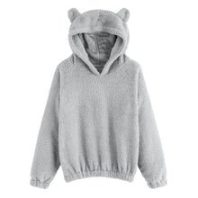 Load image into Gallery viewer, CALOFE Lovely Hoodies Bear Ears Women Solid Fleece Hoodie Autumn Winter Plush Warm Pullovers Campus Preppy Casual Sweatshirts