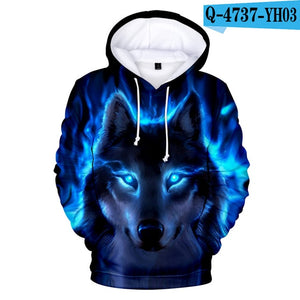 Personality Hoodie Wolf 3D Mens Boys Hoodies Sweatshirt Brand Designer Children Clothes Autumn Winter High Quality Sweatshirt