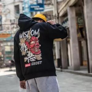 Fashion Harajuku Hoodie Sweatshirt Mens Casual Black Hip Hop Japan Print Hoodie Streetwear Clothing Top Coat Male Winter Hoodies