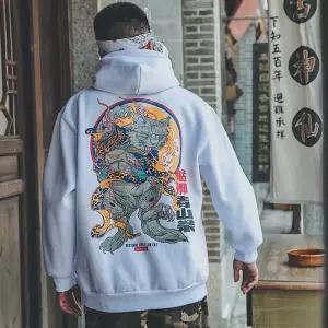 Fashion Harajuku Hoodie Sweatshirt Mens Casual Black Hip Hop Japan Print Hoodie Streetwear Clothing Top Coat Male Winter Hoodies