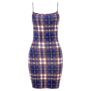 Summer Beach Plaid Cami Dress Women 2019 Sexy Casual Mini Sundress Sheath Slim Short Dresses Retro Sukienki Vestido Robe Femme